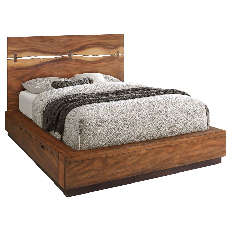 Winslow Wood Eastern King Storage Panel Bed - Smokey Walnut