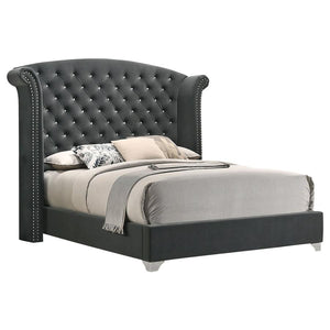 Melody Upholstered Eastern King Wingback Bed - Grey