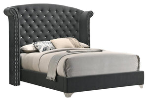 Melody Upholstered Queen Wingback Bed - Grey