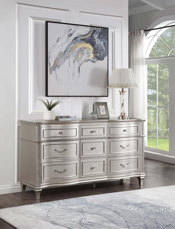 Evangeline 9-drawer Dresser - Silver Oak