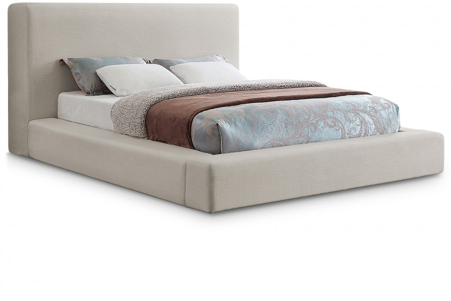 Devin Linen Textured Fabric Bed - Beige