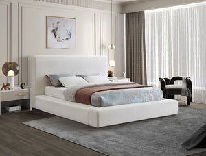 Devin Linen Textured Fabric Bed - Cream