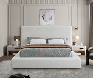 Devin Linen Textured Fabric Bed - Cream