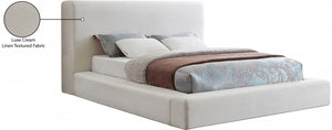 Devin Linen Textured Fabric Bed - Cream