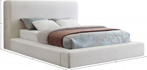 Devin Linen Textured Fabric Bed - Cream