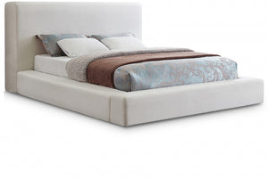 Devin Linen Textured Fabric Bed - Cream