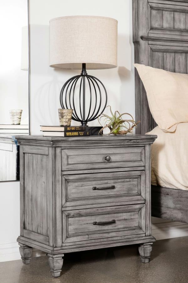 Avenue 3-drawer Nightstand Weathered - Grey