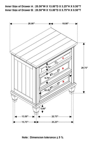 Avenue 3-drawer Nightstand Weathered - Grey