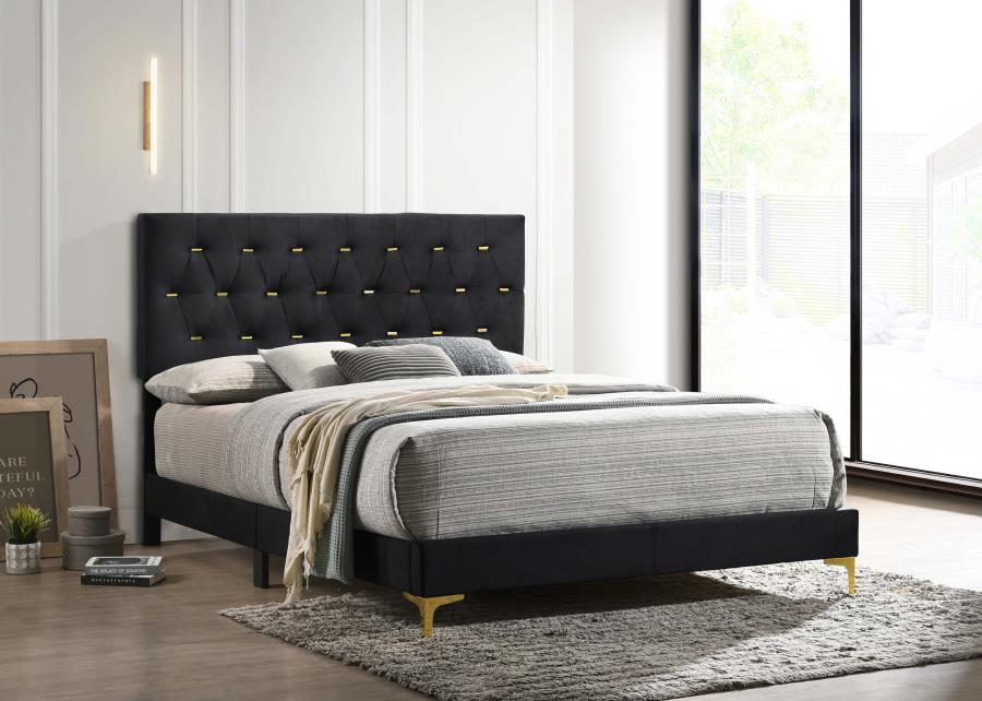 Kendall Upholstered Queen Panel Bed - Black