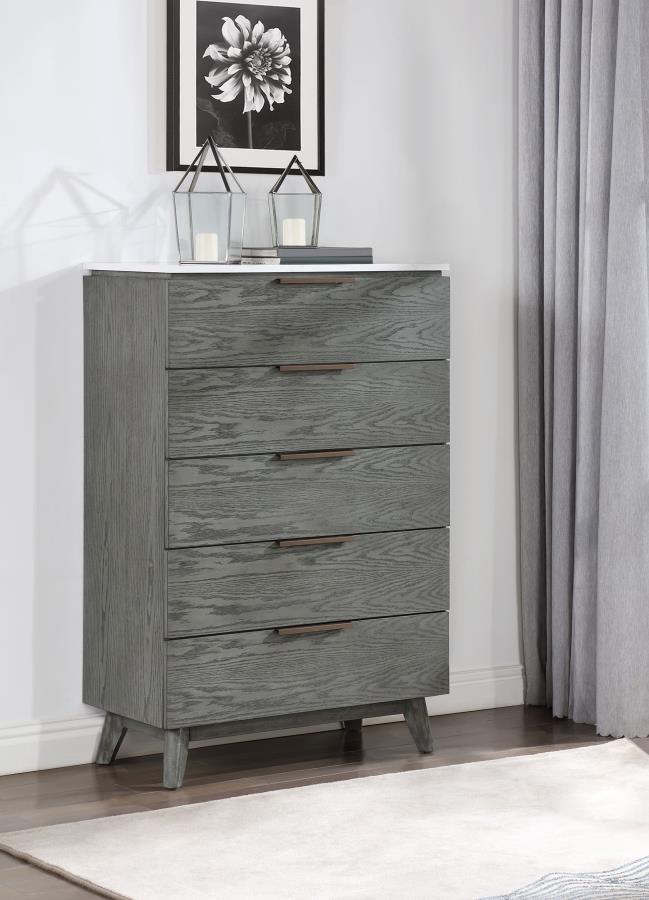 Nathan 5-drawer Bedroom Chest - Grey