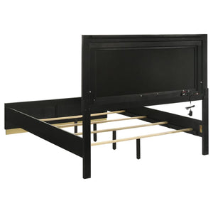 Caraway Wood Queen LED Panel Bed - Black