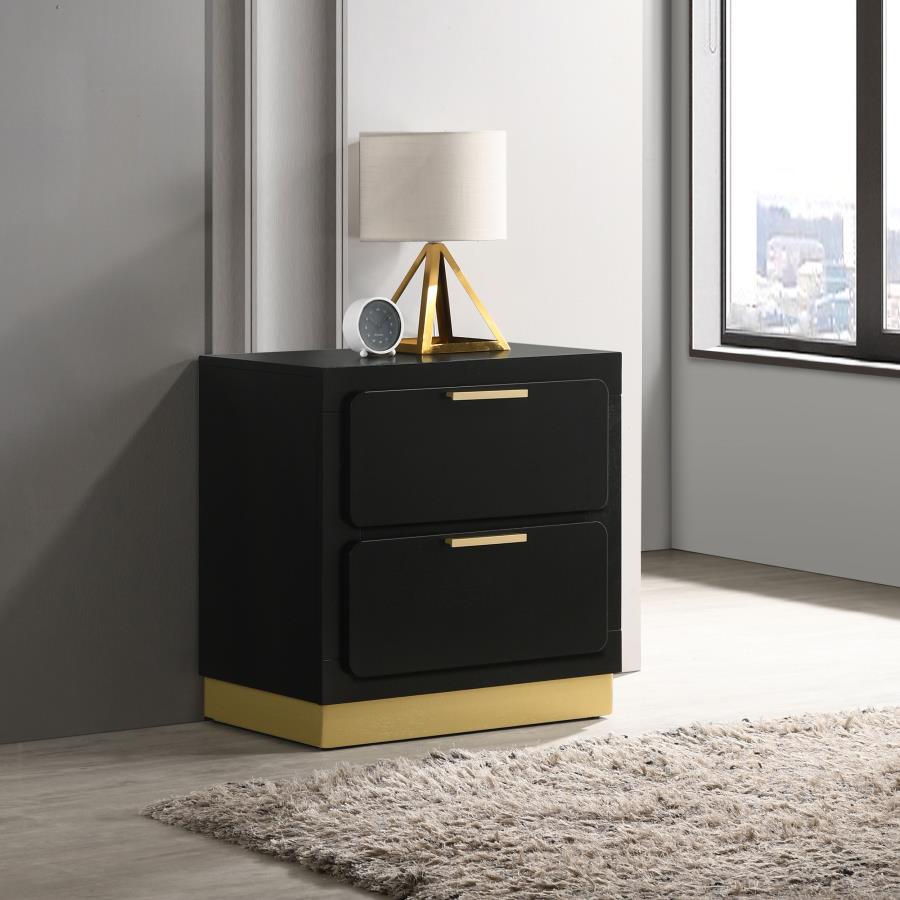 Caraway 2-drawer Nightstand - Black