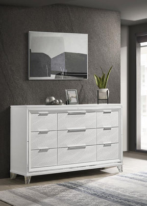 Marmore 9-drawer Dresser Cabinet - White