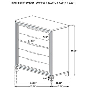 Marmore 5-drawer Bedroom Chest of Drawers - White