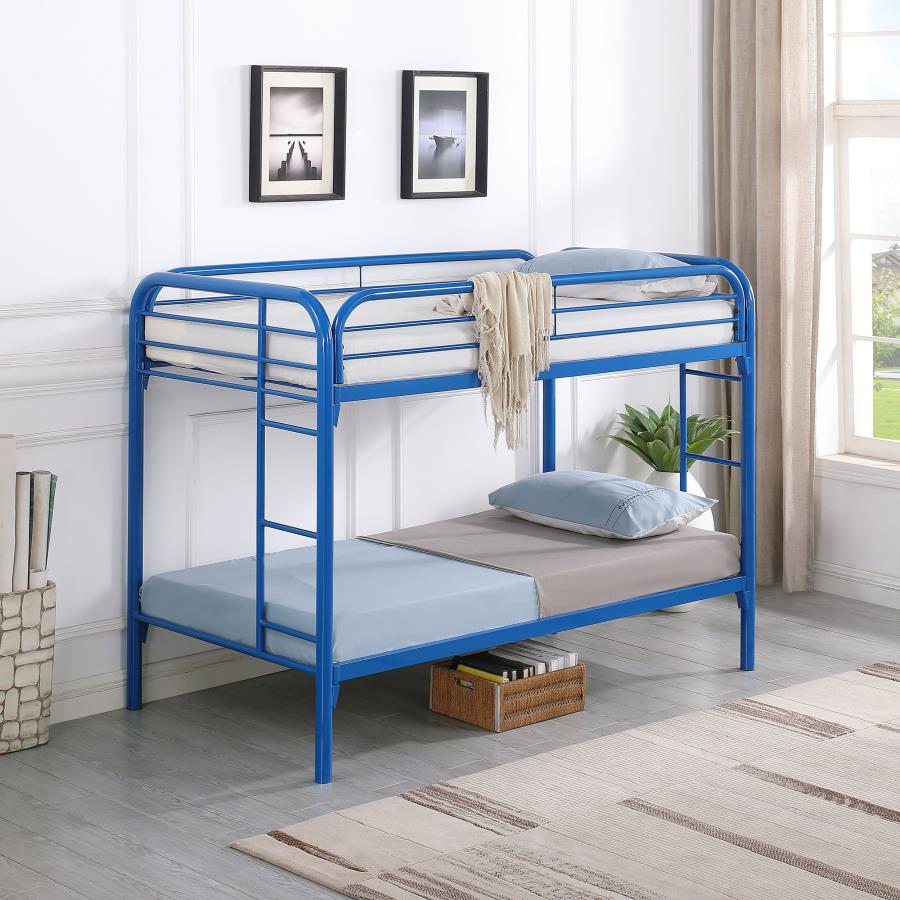 Morgan Metal Twin Over Twin Bunk Bed - Blue