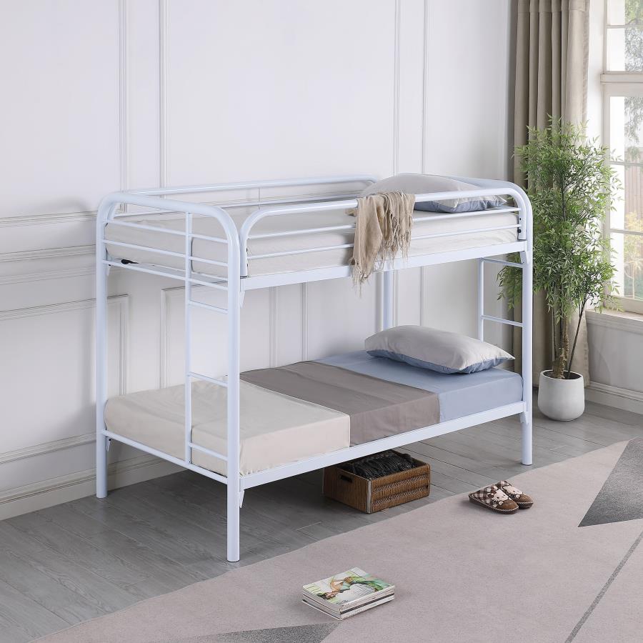 Morgan Metal Twin Over Twin Bunk Bed - White