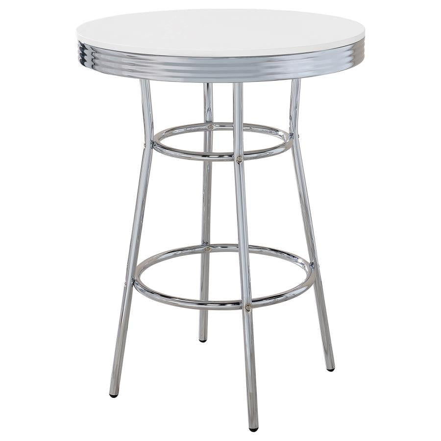 Retro 3-piece Round 1950s Bistro Pub Bar Table Set - White