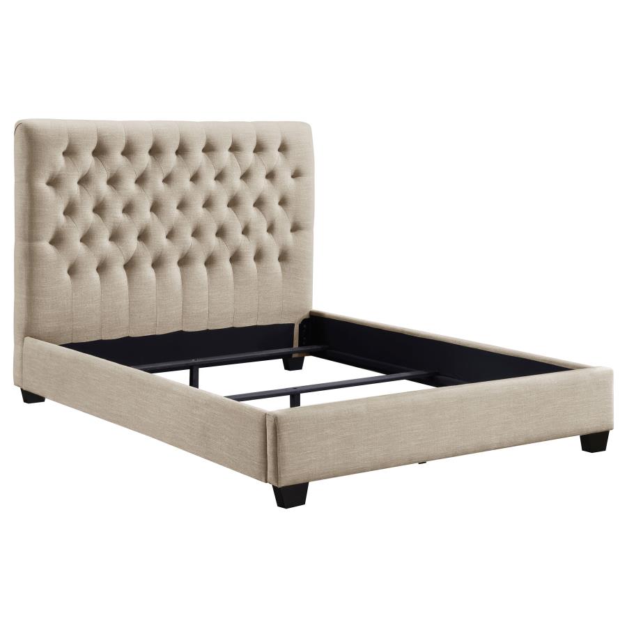 Chloe Upholstered Queen Panel Bed - Oatmeal