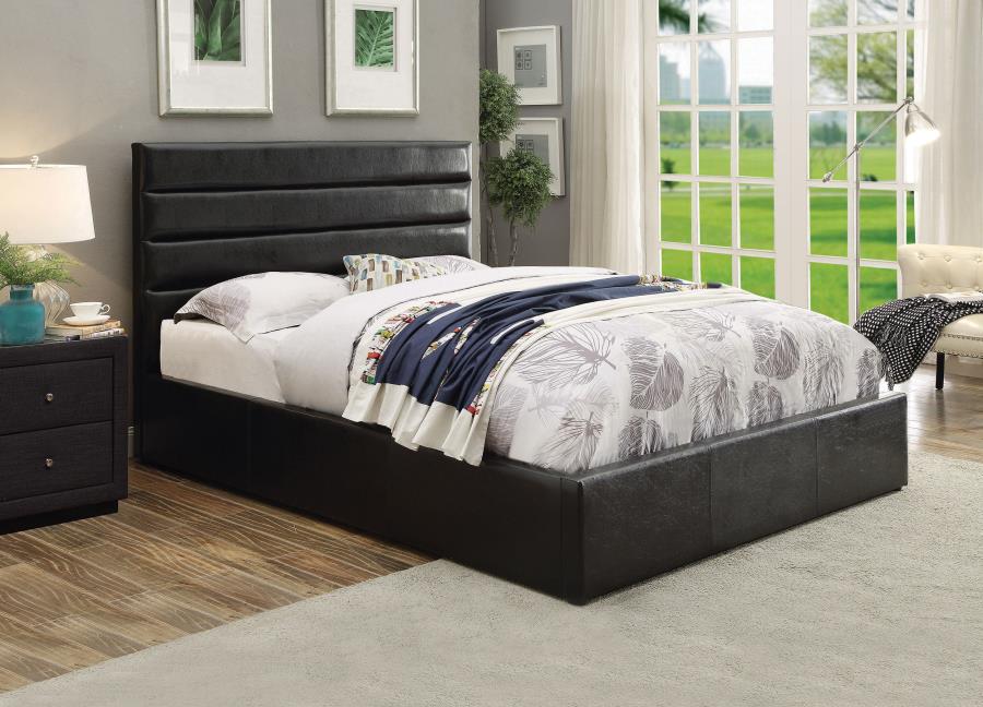 Riverbend Upholstered Eastern King Storage Panel Bed - Black