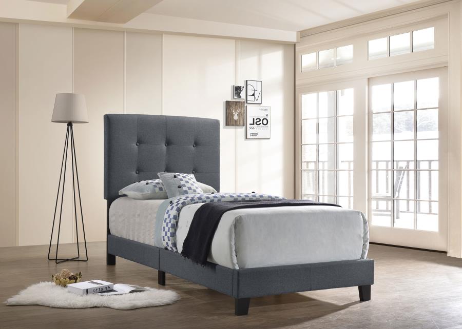 Mapes Upholstered Twin Panel Bed - Grey