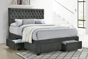 Soledad Upholstered Queen Storage Panel Bed - Grey