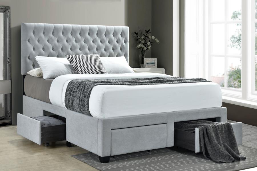 Soledad Upholstered Eastern King Storage Bed - Light Grey