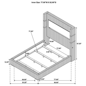 Tisdall 67-inch Upholstered King Fireplace Bed - Grey