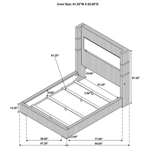 Tisdall 67-inch Upholstered Queen Fireplace Bed - Grey