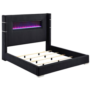 Tisdall 67-inch Upholstered King Fireplace Bed - Black