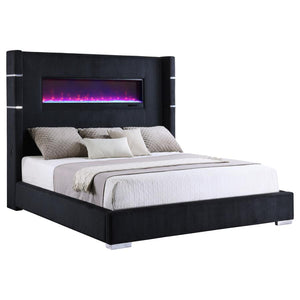 Tisdall 67-inch Upholstered King Fireplace Bed - Black