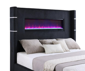 Tisdall 67-inch Upholstered King Fireplace Bed - Black