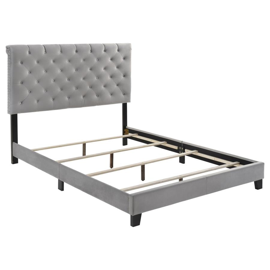 Warner Upholstered Queen Panel Bed - Grey