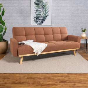 Kourtney Upholstered Tufted Convertible Sofa Bed - Terracotta