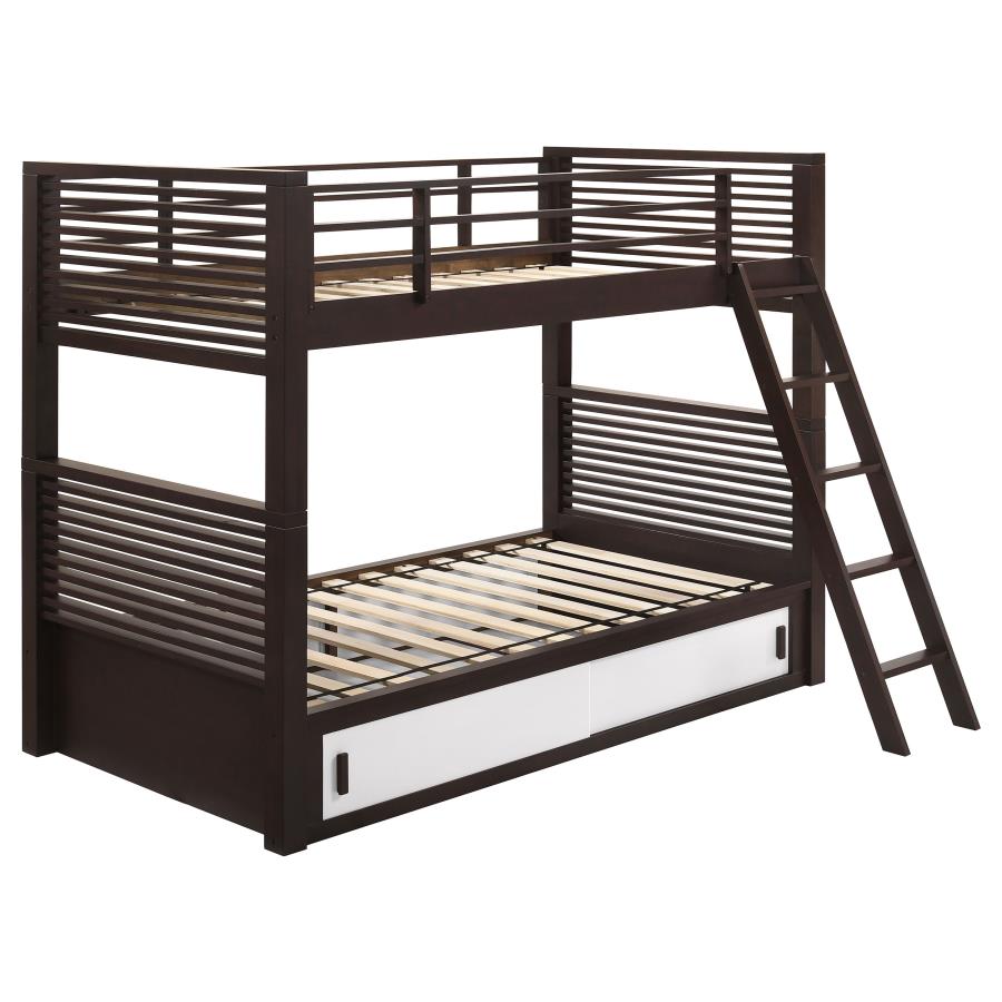 Oliver Wood Twin Over Twin Bunk Bed - Java