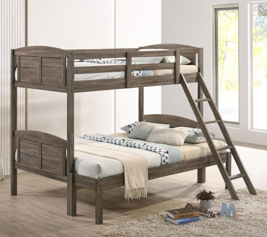 Flynn Wood Twin Over Full Bunk Bed - Weathered Brown