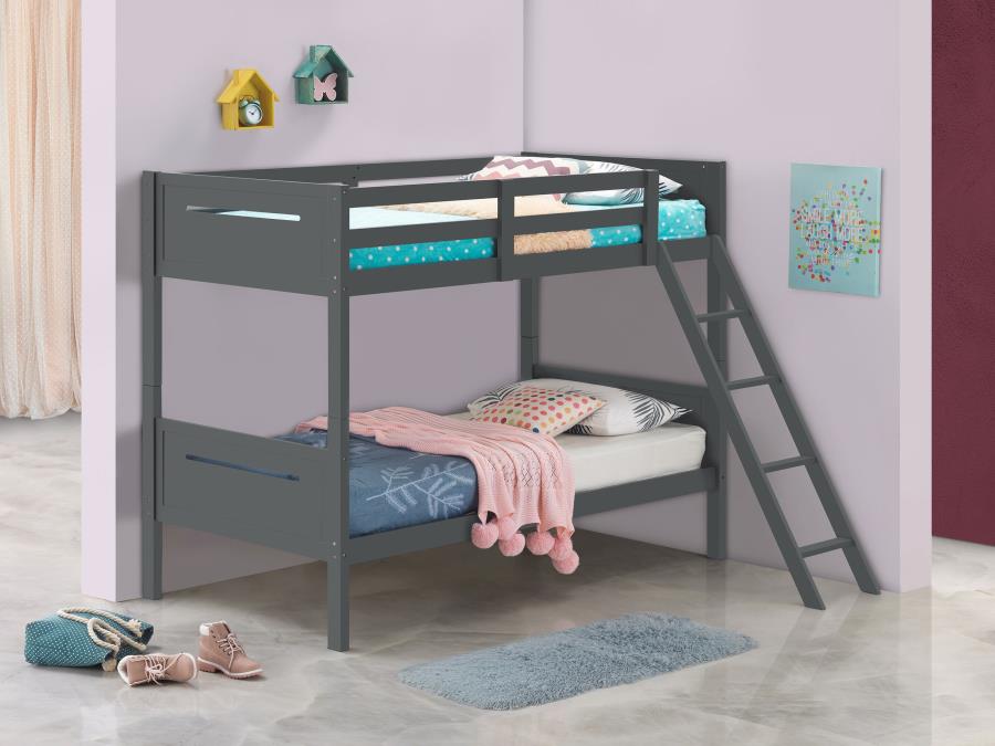 Littleton Wood Twin Over Twin Bunk Bed - Grey