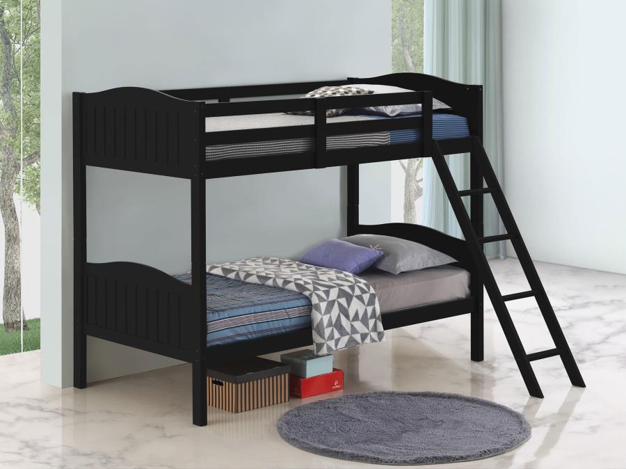 Arlo Wood Twin Over Twin Bunk Bed - Black