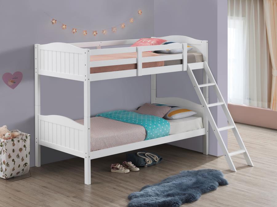 Arlo Wood Twin Over Twin Bunk Bed - White