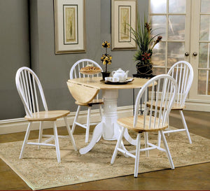 Allison 5-piece Round Drop Leaf Dining Table Set - White