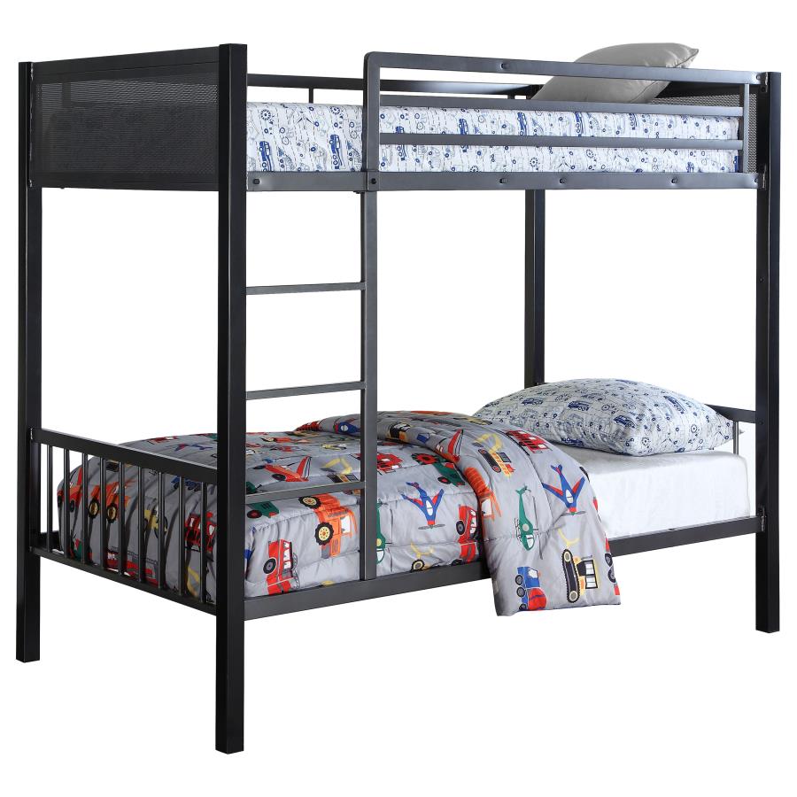 Meyers Metal Twin Over Twin Bunk Bed - Black