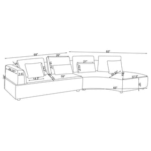 Toscano Upholstered Sectional Sofa - Grey