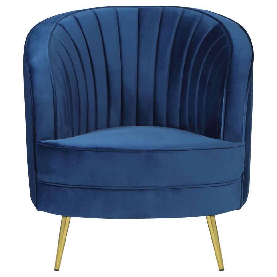 Sophia Upholstered Channel Tufted Barrel Accent Chair - Blue