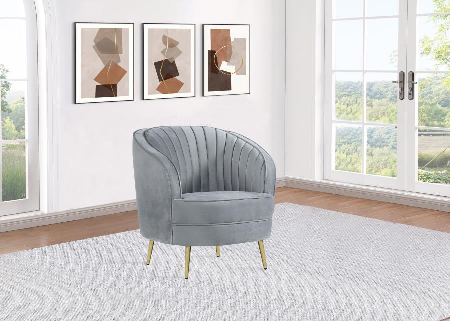 Sophia Upholstered Channel Tufted Barrel Accent Chair - Grey