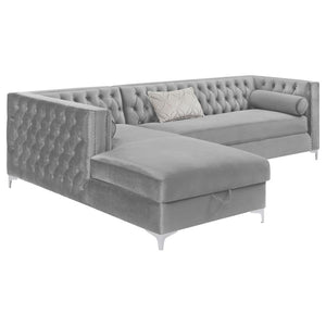 Bellaire Upholstered Storage Chaise Sectional Sofa - Grey