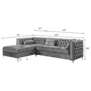 Bellaire Upholstered Storage Chaise Sectional Sofa - Grey