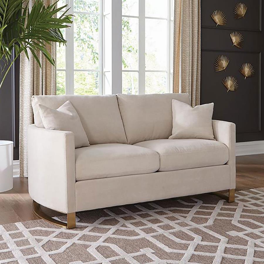 Corliss Upholstered Arched Arm Loveseat - Beige