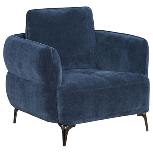 Lively Chenille Upholstered Modern Track Arm Chair - Blue