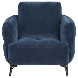 Lively Chenille Upholstered Modern Track Arm Chair - Blue