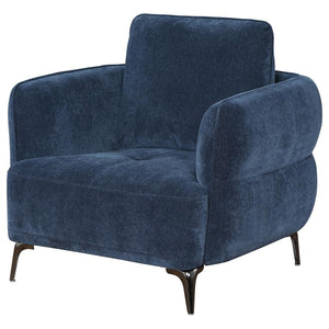 Lively Chenille Upholstered Modern Track Arm Chair - Blue