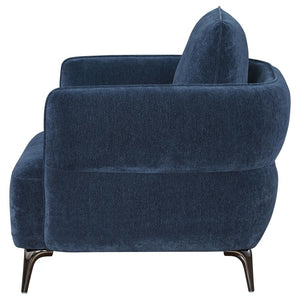 Lively Chenille Upholstered Modern Track Arm Chair - Blue